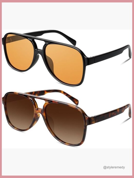 Retro Pilot Sunglasses Polarized UV400 Vintage Square Double Bridge main image 5